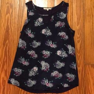 Navy silk tank top